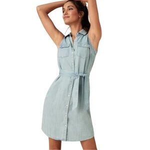 Untuckit For Her Sleeveless Denim Chambray Shirt Dress Size 6